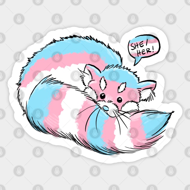 Trans Red Panda- She/Her Pronouns Sticker by manicgremlin